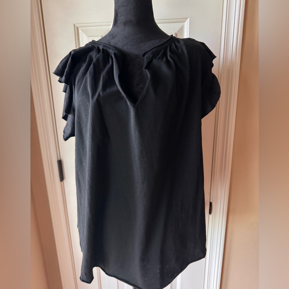 Elegant Black Ruffle Sleeve Top by JONDIE NWT